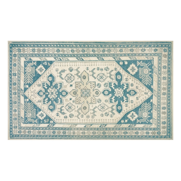 Teal Seraz Washable Area Rug, 3x5