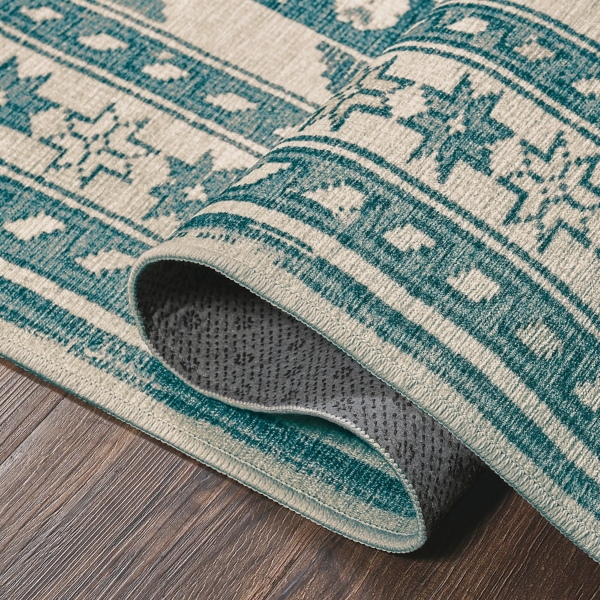 Teal Seraz Washable Area Rug, 3x5