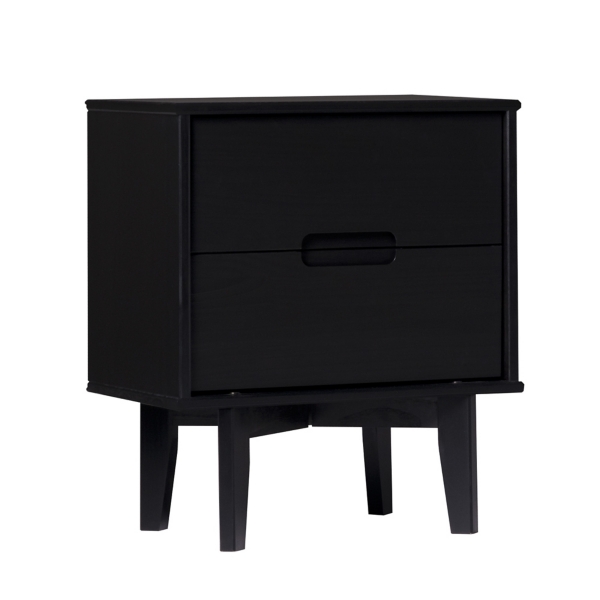 Midnight Black Wood 2-Drawer Modern Nightstand | Kirklands Home