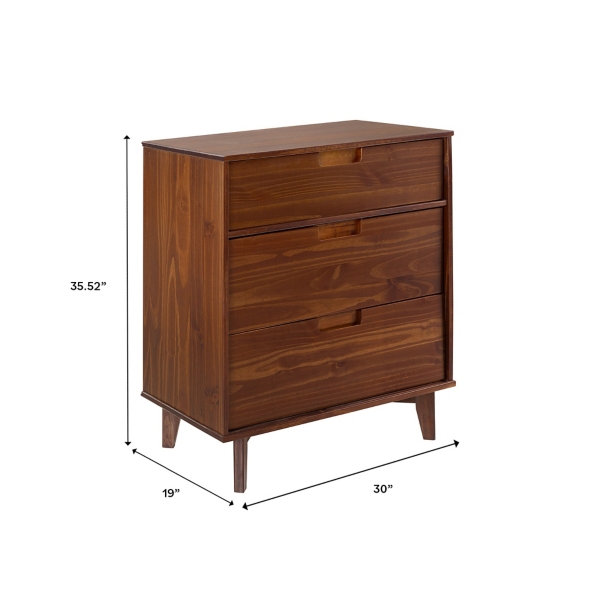 Walnut Mid-Century Modern 3-Drawer Dresser