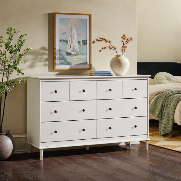 White Pine 6-Drawer Modern Dresser