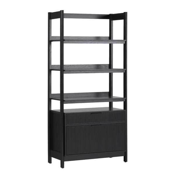 Black Modern Bookcase with Drawers | Kirklands Home