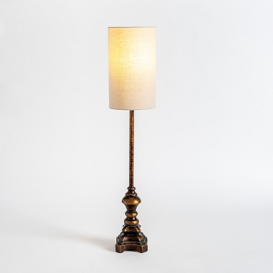 Distressed Black Candlestick Buffet Lamp
