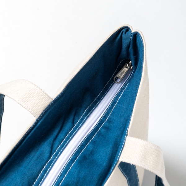 Blue Embroidered Monogram P Boat Tote