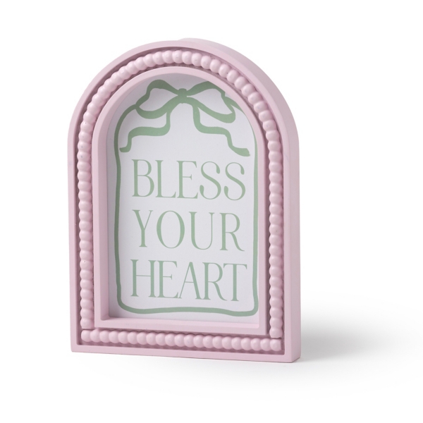 Pink Beaded Bless Your Heart Word Block | Kirklands Home