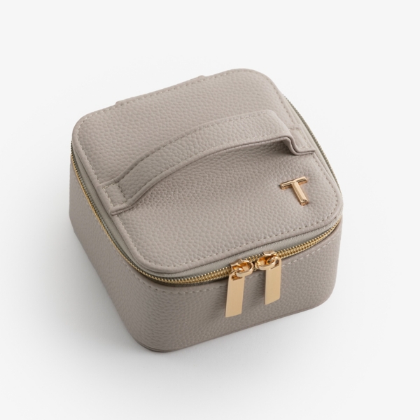 Greige Monogram T Travel Jewelry Box with Handle