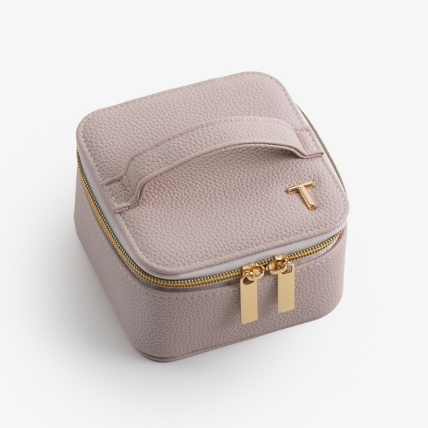 Pink Monogram T Travel Jewelry Box with Handle
