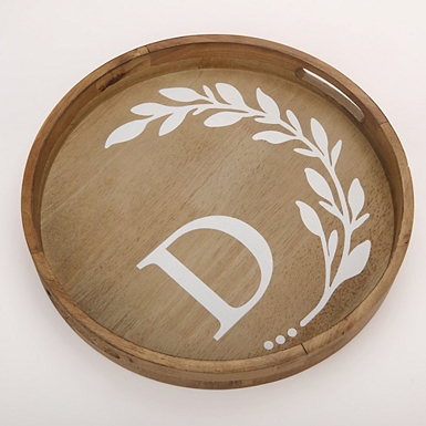 Floral Monogram B Wooden Decorative Tray