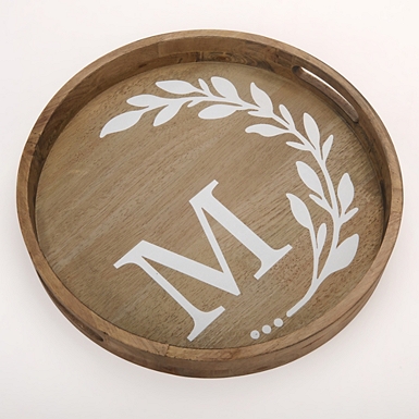 Floral Monogram B Wooden Decorative Tray