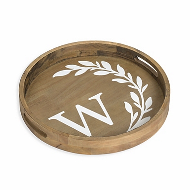 Floral Monogram B Wooden Decorative Tray