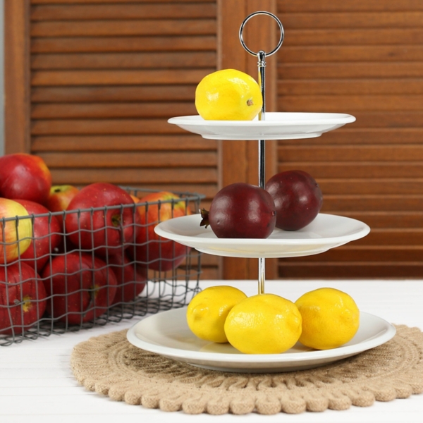 White Ceramic 3-Tier Serving Stand