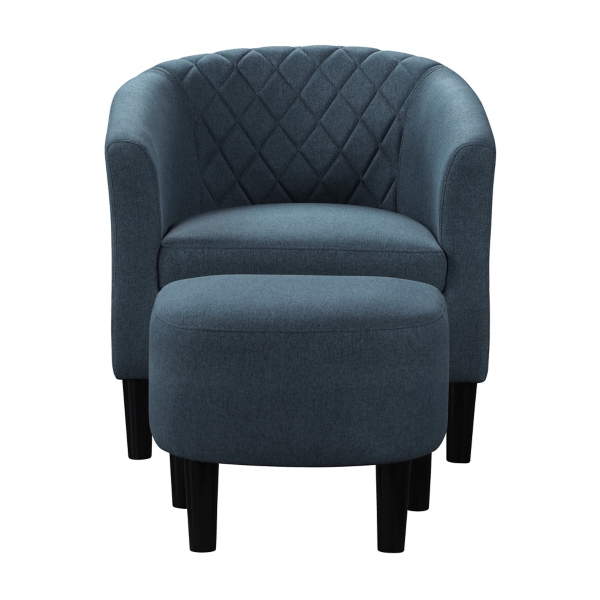 Navy Diamond Tufted Accent Chair & Ottoman Set