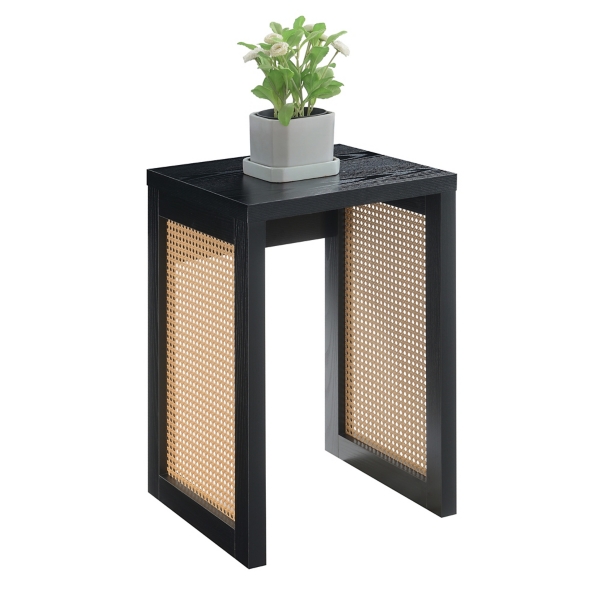 Northfield Black Rattan Sides Open Accent Table