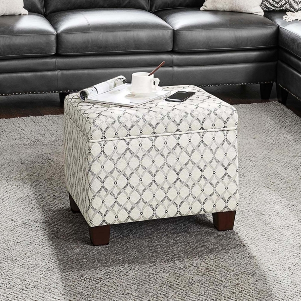 White & Gray Madison Storage Ottoman