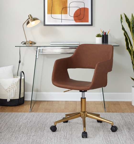 Faux Leather & Gold Marshall Office Chair