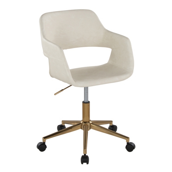Cream faux leather office chair hotsell