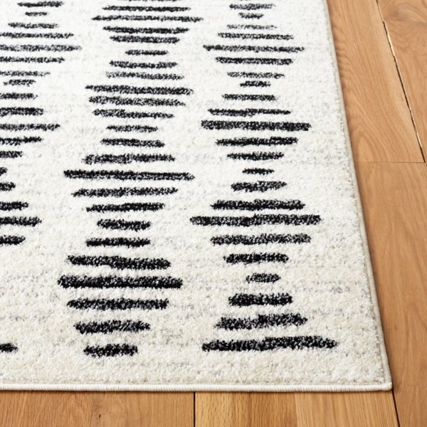 Black and Ivory Tulum Geometric Area Rug