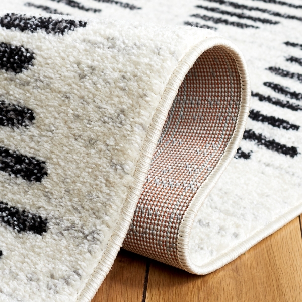 Black and Ivory Tulum Geometric Area Rug