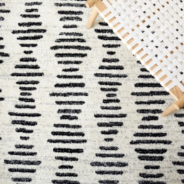 Black and Ivory Tulum Geometric Area Rug