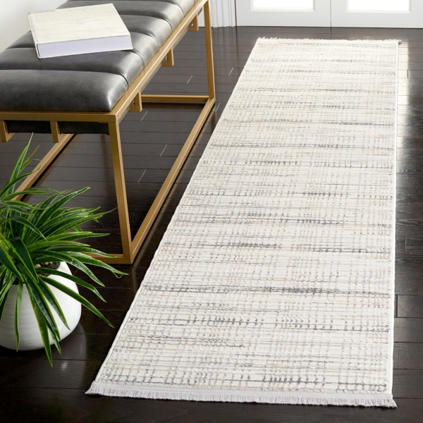 Gray and Ivory Whisper Striated Runner, 2x8