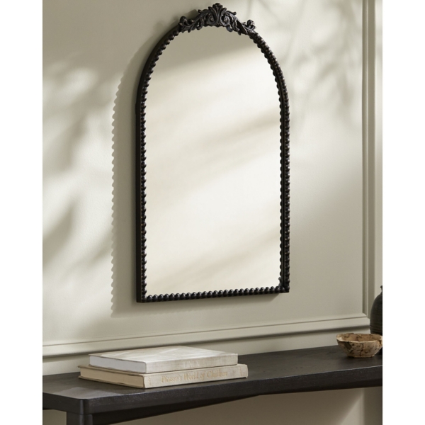 Aarlen Antique Black Beaded Arched Mirror