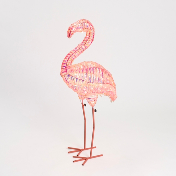Pink Iridescent LED Lawn Flamingo