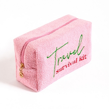 Green Stripes Ruffled Makeup Pouch