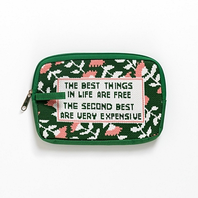 Green Stripes Ruffled Makeup Pouch