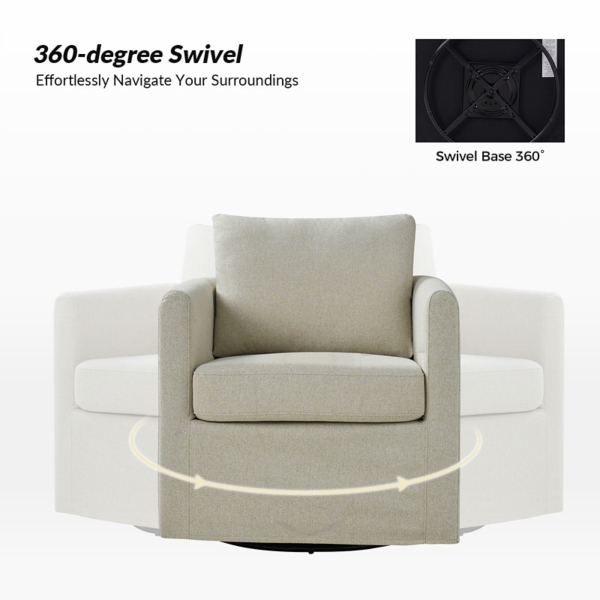 Ivory Upholstered Vasser Slipcover Swivel Chair