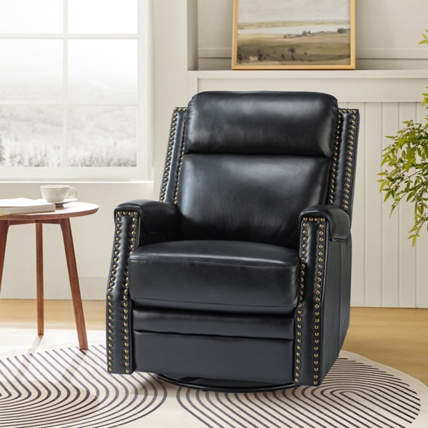 Johanna Black Leather Swivel Power Recliner