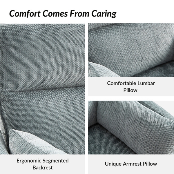 Gray Upholstered Archie Swivel Power Recliner