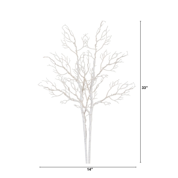 Pre-Lit White Birch Branch Stems, Set of 2