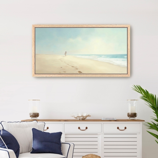 Footprints On The Sand Framed Canvas Art Print