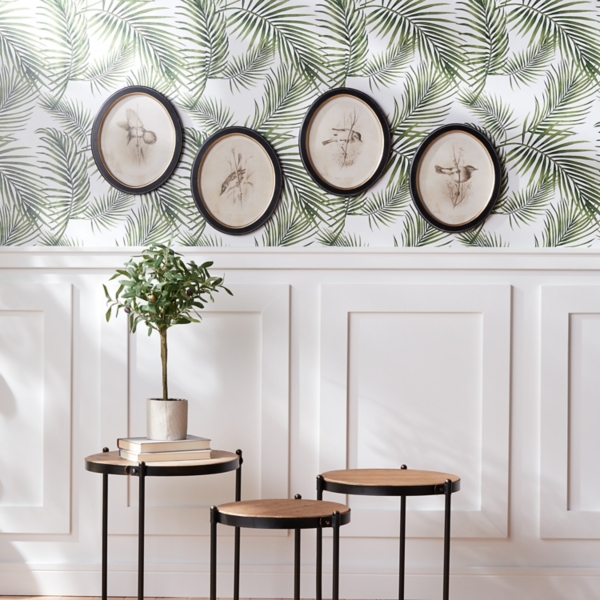 Perched Birds Oval Framed Art Prints, Set of 4