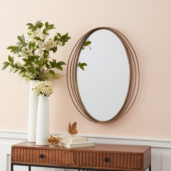 Brushed Copper Oval Wall Mirror