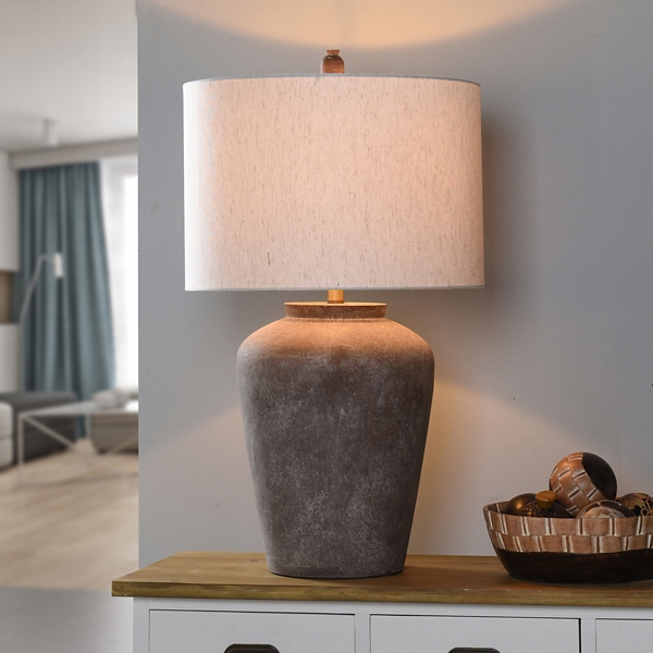Rustic Cement Cotta Table Lamp