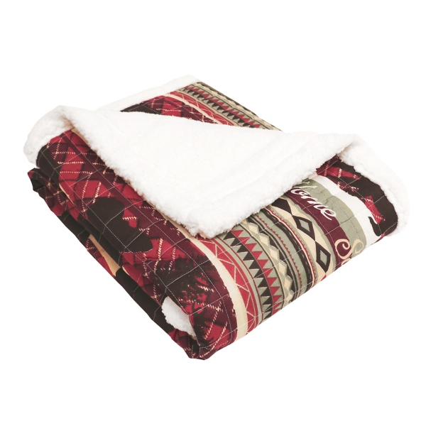 Red and Brown Holiday Lodge Sherpa Throw