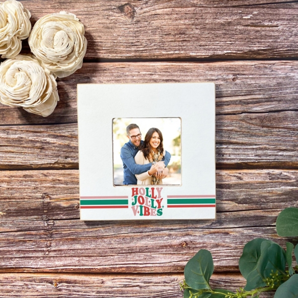 Holly Jolly Vibes Christmas Picture Frame, 4x4