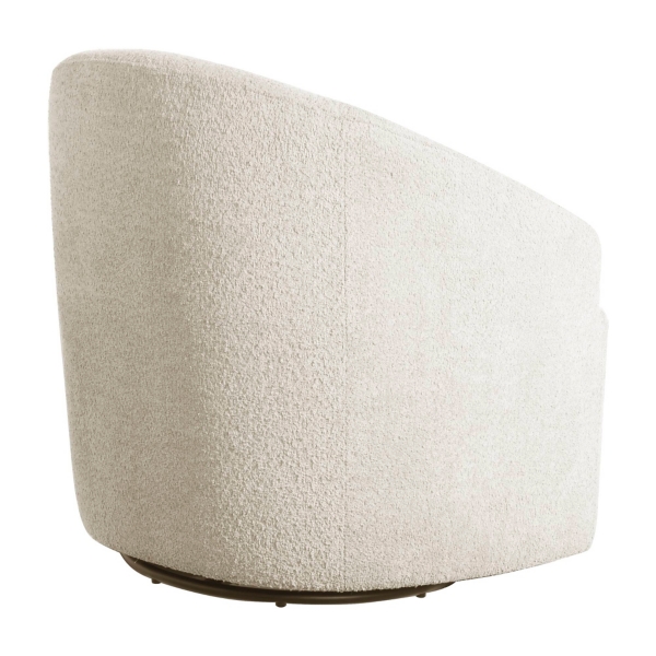 Cream Boucle Barrel Swivel Accent Chair