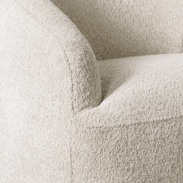 Cream Boucle Barrel Swivel Accent Chair