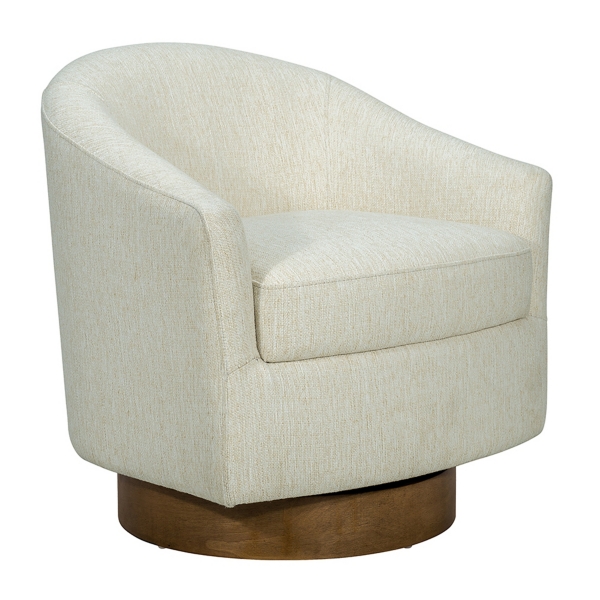 Ashton Cream Swivel Chair with Wood Base
