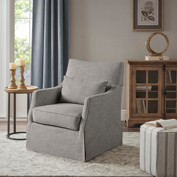 Gray Skirted Swivel Martha Stewart Accent Chair