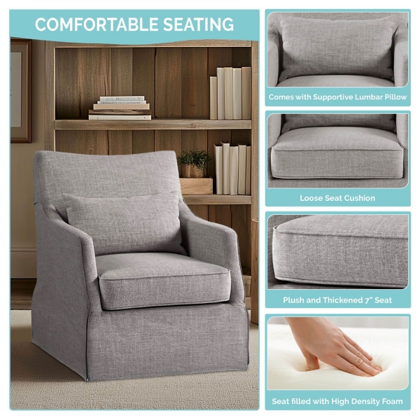 Gray Skirted Swivel Martha Stewart Accent Chair