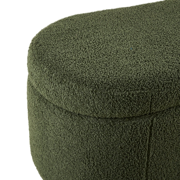 Green Boucle Flip-Top Storage Bench