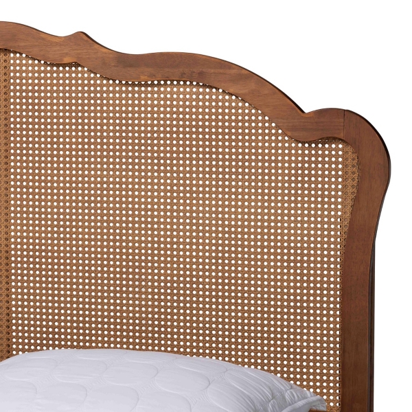Walnut & Rattan Mallory Queen Platform Bed