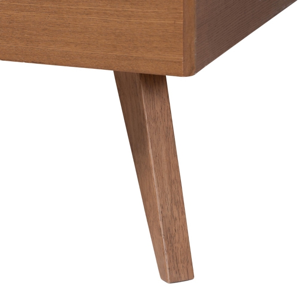 Walnut & Rattan Mallory Queen Platform Bed