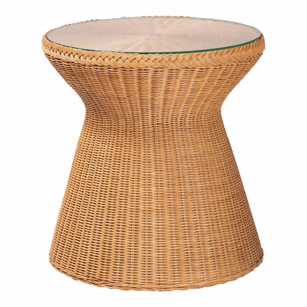 Honey Boho Braided Rattan Accent Table