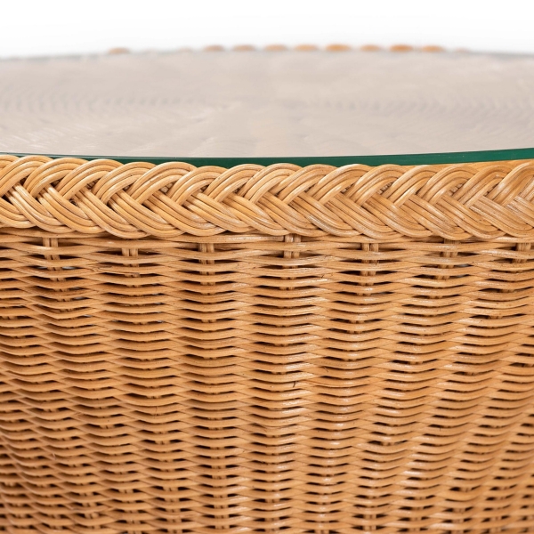 Honey Boho Braided Rattan Accent Table