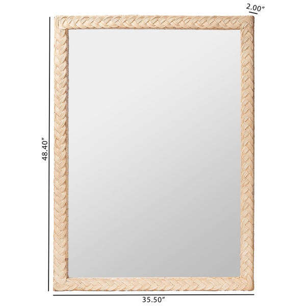 Sun Bleached Braided Rattan Wall Mirror