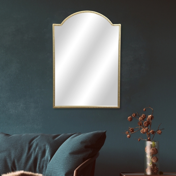 Gold Nuvelle Studded Metal Arch Top Wall Mirror
